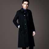 URSMART专柜正品新款男大衣男士加厚时尚单排扣加长款羊毛呢大衣