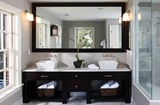 现代中式实木橡木双盆浴室柜大理石台面洗手盆洗脸盆卫浴柜组合