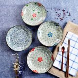 釉下彩盘子陶瓷手绘餐具韩日式饭盘和风菜盘圆盘家用深盘碟微波炉