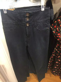 6ixty8ight15年秋季新款专柜正品深蓝色高腰修身牛仔裤