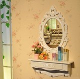 小宜家壁挂梳妆台镜卧室欧式现代简约白色田园梳妆桌化妆品架特价