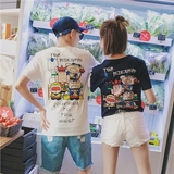 情侣装短袖T恤夏季韩国个性印花学生上衣韩版纯棉宽松男女半袖衫