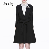 SongofSong歌中歌2016新款黑白显瘦大摆衬衫连衣裙装56105350