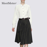 MeetMetro20126春季新款复古时尚衬衫半身裙职业套装裙两件套女装