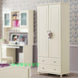 全实木两门衣柜松木田园衣柜环保家具欧式韩式白色两门衣柜可定做