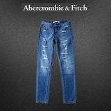 af美国代购正品abercrombie fitch女款BF系列洗水磨破九分牛仔裤