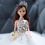新款芭比玩具洋娃娃公主衣服套装拖尾婚纱儿童女孩梦幻大礼物 配