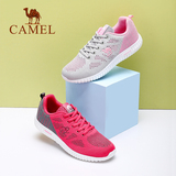 Camel/骆驼女鞋 休闲轻便 韩版针织网面透气镂空系带低跟运动鞋