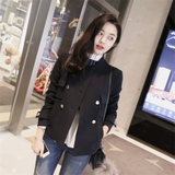 2015秋冬新款韩版女装名媛小香风黑色短款外套修身羊毛呢外套女