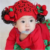 韩版包邮女宝宝蕾丝发带假发发饰婴儿童可爱公主发箍百天拍照头饰