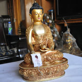 佛教用品 尼泊尔佛像 紫铜全鎏金释迦摩尼佛像 释迦摩尼一尺高