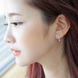 奥地利水晶韩国 JESSICA&郑秀晶同款 925银耳针恬静花朵耳钉