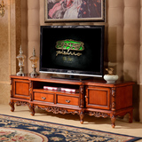 欧式全实木高档电视柜 仿古实木雕刻客厅横柜 美式带抽屉地柜法式