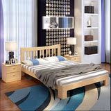 简约宜家白色实木床双人大床松木成人床单人儿童床1.2 1.5 1.8米