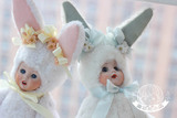 【现货】美国艺术家80年代手工制毛绒身体四关节瓷头古董兔子娃娃