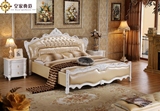 欧式双人床 真皮床实木雕花雕刻1.5皮艺床法式高贵1.8米