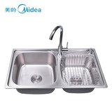 Midea/美的 无铅304不锈钢水槽厨房洗菜盆双槽套餐水池加厚套装