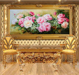 手绘牡丹油画花开富贵中欧式花卉山水风景客厅餐厅沙发墙装饰挂画
