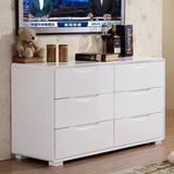 卧室高电视柜 宜家现代简约白色烤漆六斗柜 床尾收纳柜 储物柜