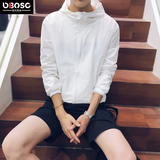 OBO男装防晒衣夏装韩版纯色修身薄款连帽长袖外套男士潮流夹克衫