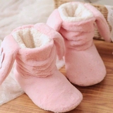 可爱立体兔耳朵棉鞋家居鞋保暖厚底棉靴女短靴棉包跟鞋秋冬室内