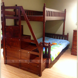 纯原木实木儿童床子母床上下床高低床双层床带楼梯柜储存椿木家具