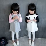2016韩版春秋季女童长袖T恤装纯棉中长款小童休闲卫衣上衣打底衫