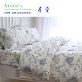 唯美青瓷 竹纤维亚麻混纺四件套 柔软舒适床单被罩枕头套床上用品