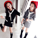 女童毛衣套装学院风韩版3-7岁宝宝针织套头线衫+短裙包臀裙二件套
