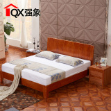 强象家具 纯实木床橡胶木床卧室环保乌金木色双人床1.5米1.8米
