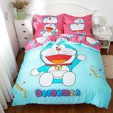 卡通哆啦A梦四件套被套机器猫全棉粉色可爱儿童床上用品三件套