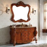 仿古浴室柜红橡木原木实木组合欧式落地式整体柜梳洗台盆柜大理石