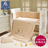 奥斯婴儿床上用品七件套纯棉新生儿床围被芯被套宝宝儿童床品套装