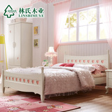 林氏木业儿童床1.5M小户型韩式田园公主床板式床家具LS035BM3#