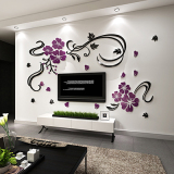 欢乐花藤3D亚克力水晶立体墙贴客厅卧室房间电视沙发背景墙装饰品