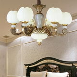 欧式吊灯锌合金客厅灯田园美式复古卧室天然云石简欧创意餐厅灯具