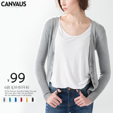 CANVAUS2016新款秋冬修身百搭长款毛针织衫开衫女外套薄2SM039