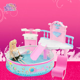 贝婷娜芭比娃娃公主创意游乐游泳池 女孩芭芘玩具 女孩超爱玩具