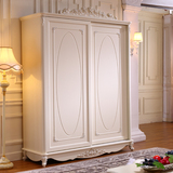白色推拉门衣橱新古典衣柜雕花欧式移门衣柜法式趟门衣柜整体烤漆