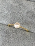 纤细超迷你钻石款镜面光日本akoya海水珍珠18K黄金珍珠戒指指环