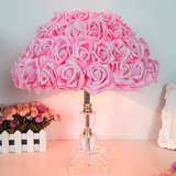唯美婚庆台灯卧室床头灯创意欧式玫瑰花结婚礼物礼品调光水晶台灯