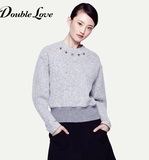 Doublelove 商场同款女装2015秋冬新款钉珠宽松长袖羊毛衫毛衣女