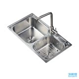 沐耐恒SJ7203 促销款厨房配件加厚304不锈钢水槽双槽洗菜盆洗碗池