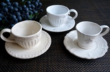白色欧式陶瓷西餐厅敞口大容量咖啡杯英式茶杯星巴克卡布奇诺送勺