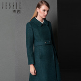 JESSIE杰西女装2015新款大衣秋季新品中长款熟女收腰毛呢外套女