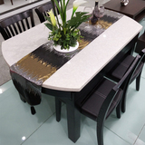 简约现代餐桌椅组合6人大理石实木伸缩折叠圆桌小户型多功能
