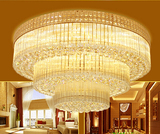 LED吸顶水晶灯圆形客厅灯金黄色大厅灯现代简约两层三层S金水晶灯