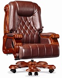 广东腾富家具实木大班椅，可躺头层黄牛皮老板椅，真皮总裁椅