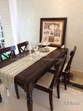 包邮简美风格 餐桌实木 餐台美式风格 榆木黑胡桃色 美式餐台