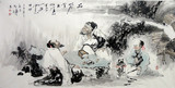 名家智琳手绘国画四尺人物品茶赏月精品装饰字画挂画原稿真迹